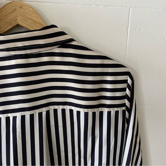 H&M Black and White Striped Satiny Shirt - Picture 9 of 10